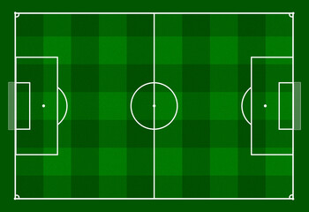 Green soccer field with white lines and goals on both ends for football games © sacanvas