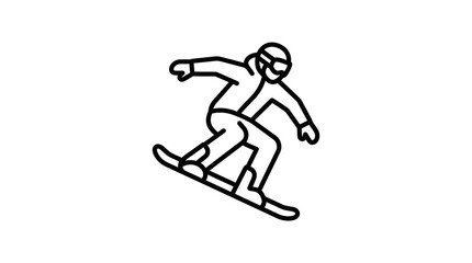 Fototapeta premium Minimalist line art illustration of a snowboarder performing a jump.