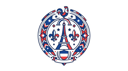 Elegant French emblem with Eiffel Tower and rooster symbol. ©  Miftah Mubarok