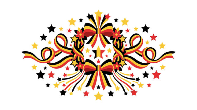 Festive German flag colors ribbon wreath design with stars.