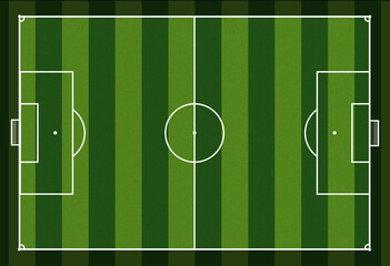 Green soccer field with white lines and goals at each end for football games © sacanvas