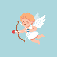 Obraz premium A cute winged child holding a bow and arrow illustration