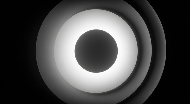 Abstract concentric circles with radiant glow, dark background