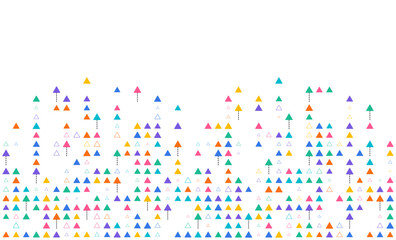 Obraz premium Playful triangle scatter pattern with multicolor geometric shapes in varied sizes, creating a lively abstract background suitable for modern design, decoration, and creative projects.