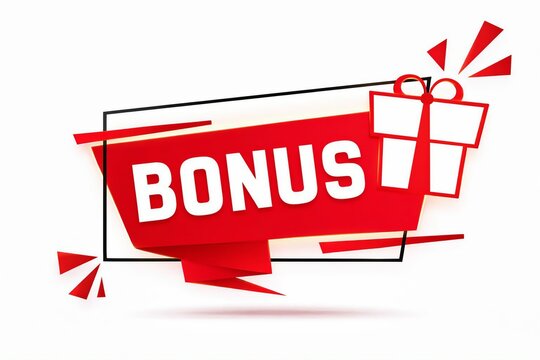 Red bonus gift banner with explosive effect and gift box