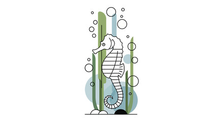 Seahorse swimming in ocean water column. © Jaka