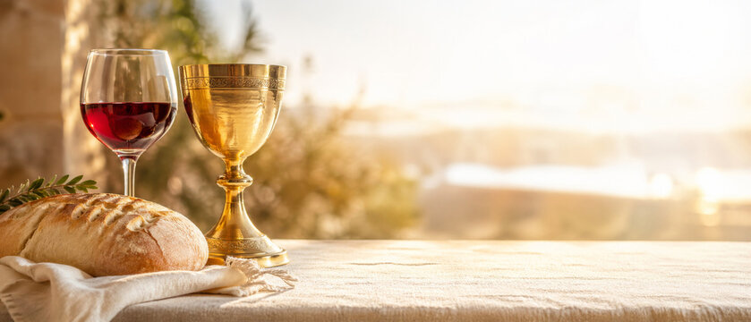 Bread wine chalice for Corpus Christi Christian celebration background