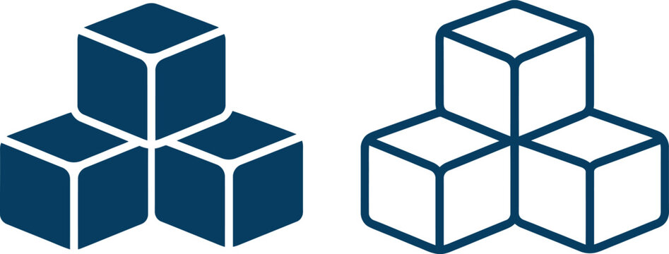 sugar cubes icon design with geometric blue cubes and white outlines for food branding concept