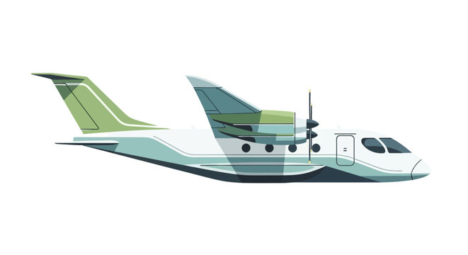 Modern illustrated private jet or turboprop plane for air travel.