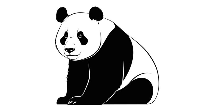 Black and white panda bear sitting.