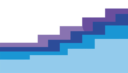 Fototapeta premium Abstract Mosaic Wave Blocks in Light Blue, Dark Blue, and Purple with Pixel Style Layered Geometric Steps