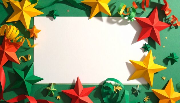 Vibrant Juneteenth celebration background with colorful paper stars and festive decorations