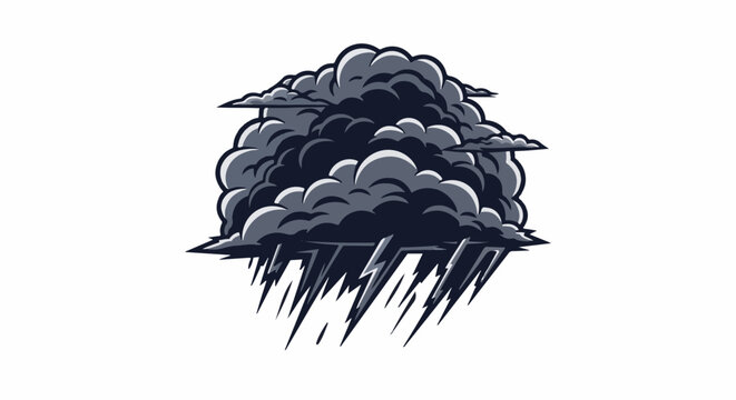 A dark, menacing thundercloud with streaks of lightning descending rapidly