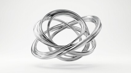 Naklejka premium A flowing orbital chrome stream loops through space with precision and elegance. Aerospace-inspired geometry and reflective metal create a premium futuristic visual.