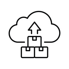 Fototapeta premium Cloud upload line icon. Smart logistics and cargo delivery vector symbol.