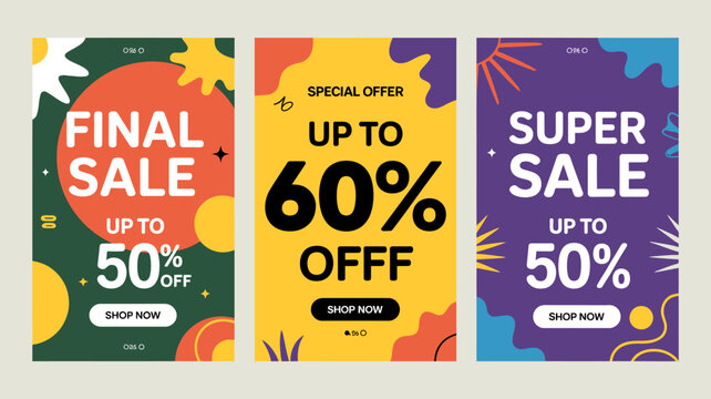 sale advertisements colorful vector discounts promotions offers final super special offer illustration graphic design marketing retail shopping percent off shop now