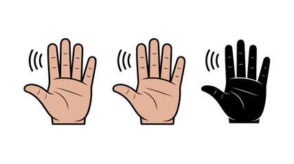 Obraz premium three hand gestures vector illustration gesture palm fingers silhouette black white skin tone communication signal icon graphic design symbol expression body