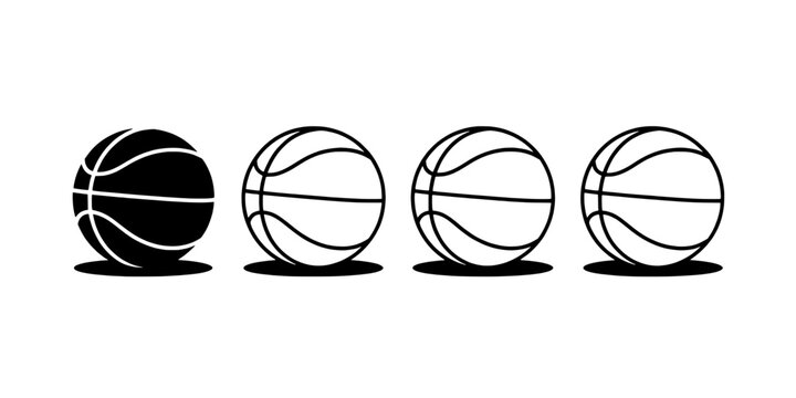 Globe vector icon set with grid lines, latitude stripes, and minimalist black outline for web design and navigation
