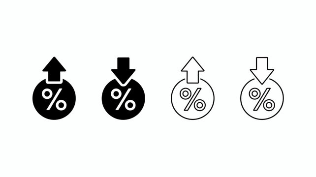 percentage change icons flat black and white arrow down increase decrease symbol finance economics statistics data analysis graph chart visual representation