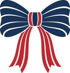 Obraz premium Patriotic Ribbon Bow in Red White and Blue for 4th of July Celebration