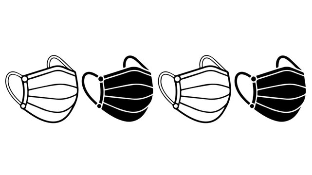Medical mask icons set. Medical or surgical face mask