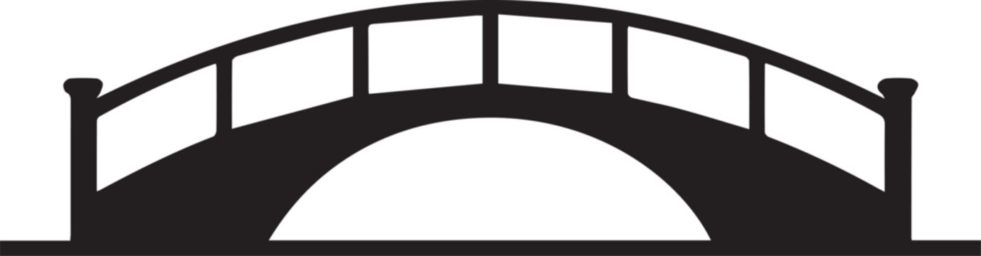 Black Arch Bridge Silhouette Vector Icon Minimalist Structure Design