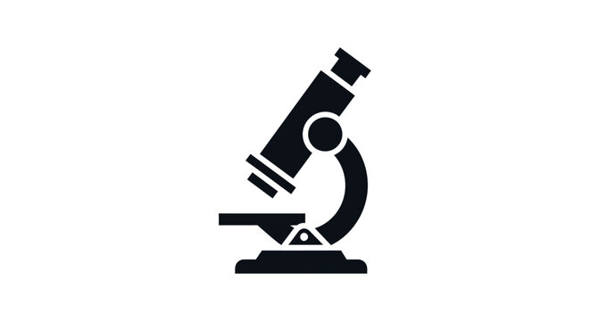 Black microscope laboratory equipment icon.