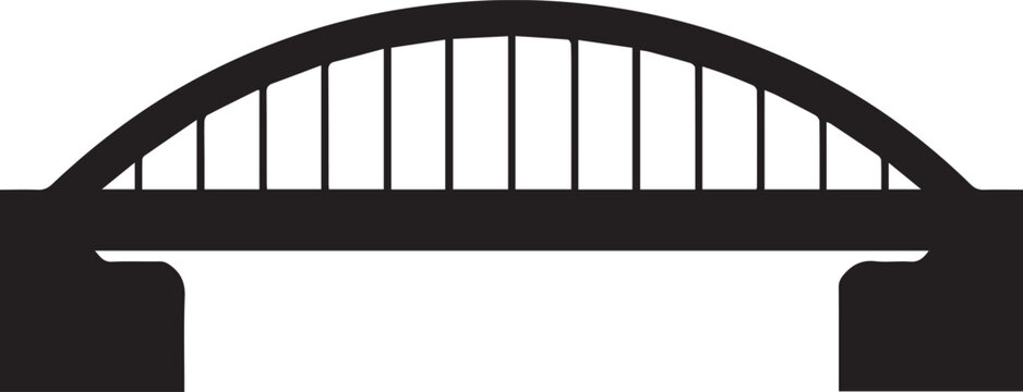 Black Arch Bridge Silhouette Vector Icon Minimalist Structure Design