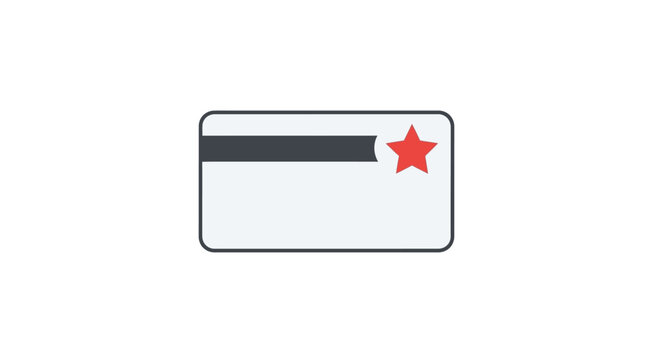 Credit card with red star symbol.