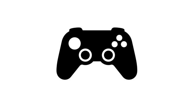 Black Video Game Controller Silhouette Icon.