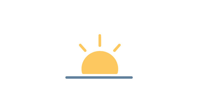Simple Yellow Sunrise Icon Graphic.