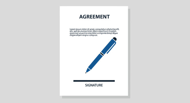 Blue Pen on Agreement Document Closeup.