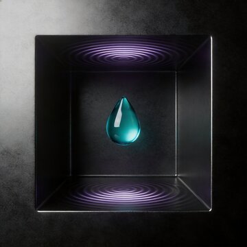 Acoustic microfluidics levitation fluid suspension 3D render loop
