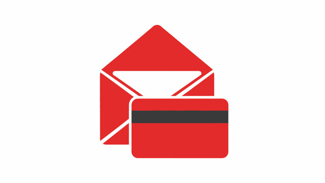 Red credit card and envelope symbol.