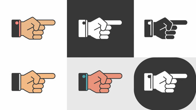 pointing hand icons flat design gesture direction symbol vector illustration communication interface user experience clickable interactive button control menu navigation web