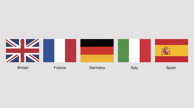 five national flags photo britain flag france germany italy spain image design country symbol union jack tricolor stripes emblem identity culture