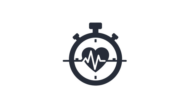 Stopwatch with heart rate symbol inside.