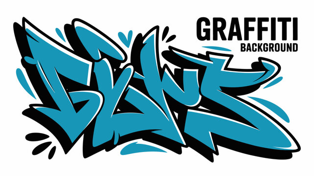 graffiti art on white background street art urban art tagging spray paint text letters blue black white background vector illustration graphic design modern creative expression