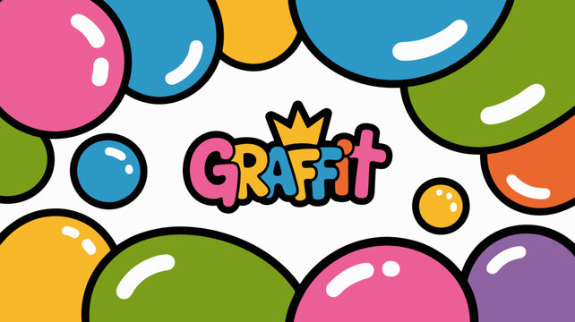 vibrant abstract bubbles with colorful text graffit vector illustration art graphic design pattern background playful fun modern creative bubble travel portrait