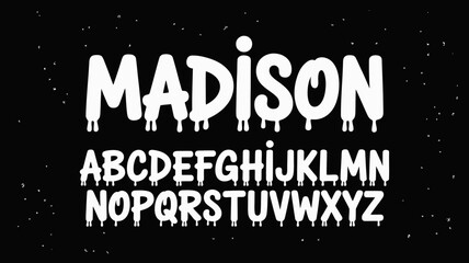 graffiti style alphabet on black background letters font white text dripping effect urban art street typography graphic design modern edgy bold © Nargis
