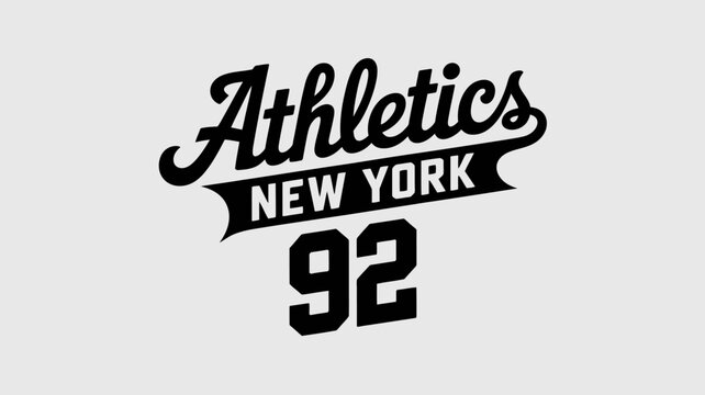 athletics new york logo vector black and white sport team branding design typography ribbon number ninety two graphic icon symbol identity minimalist