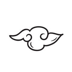 Obraz premium Traditional chinese cloud outline vector illustration. Isolated oriental style auspicious cloud doodle line art element.