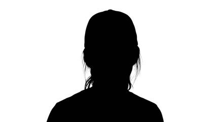 Silhouette of person with long hair facing forward isolated on transparent background, Vector © MdSomun