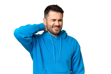 Obraz premium Young handsome caucasian man over isolated chroma key background with neckache