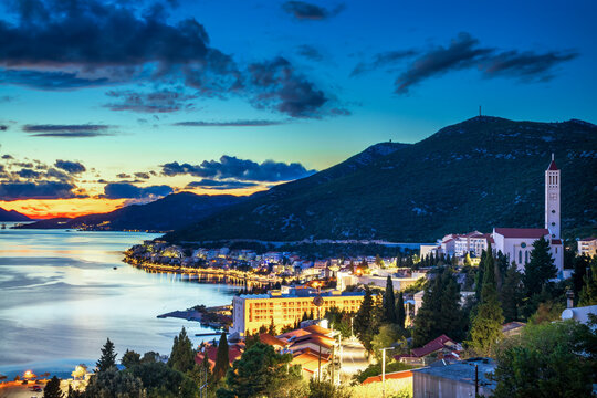View of Neum Bay from the city of Neum in Bosnia and Herzegovina. The bay is part of the Adriatic Sea.