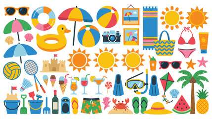 Summer vacation elements collection for travel and holiday. © NAZMA
