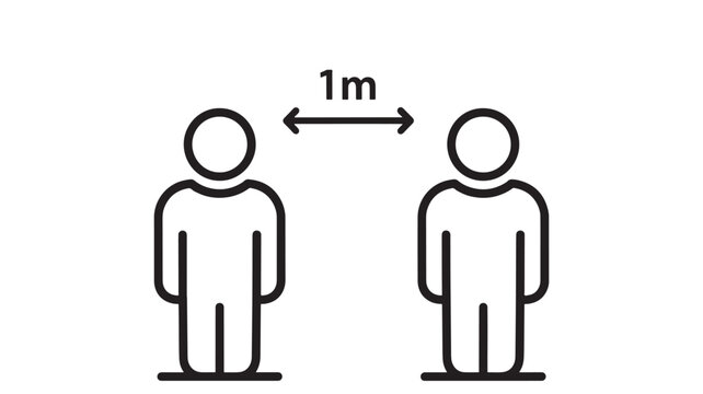 Person Icon with Measuring Arrow Showing 1m Scale in Simple Black Line Art for Size Comparison and Accessibility