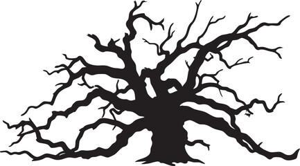 Fototapeta premium Spooky Halloween Tree Silhouette with Gnarled Twisted Bare Branches