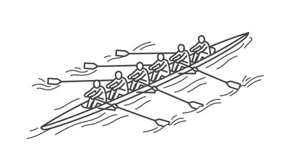Rowing team in a scull boat icon. © lindah