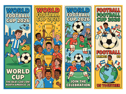 Excited fans celebrate the global football championship event with joyful poses and vibrant energy